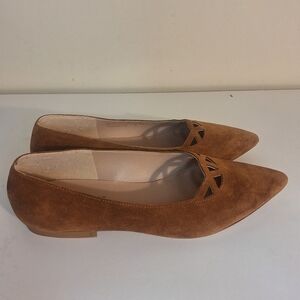 Riccardo Boccia Clodette Suede Flats Shoes Pointed Nutmeg Camel Italy EU 40 US 9